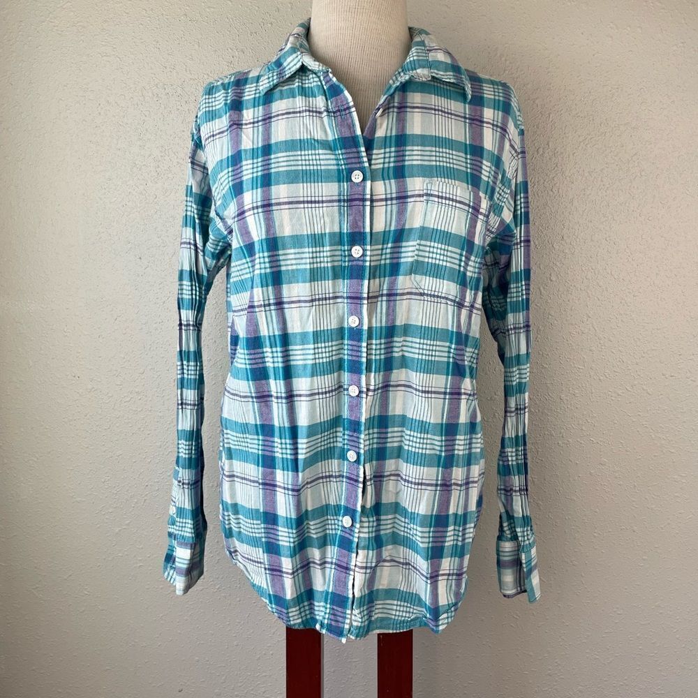 American Eagle Button Down Plaid Flannel Shirt Size S EUC